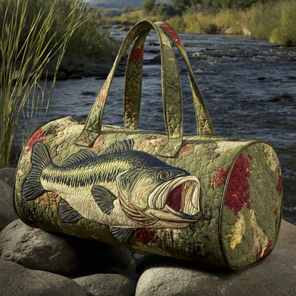 Olive Bass Run Quilted Duffle Bag NCU0LDH576