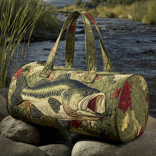 Olive Bass Run Quilted Duffle Bag NCU0LDH576