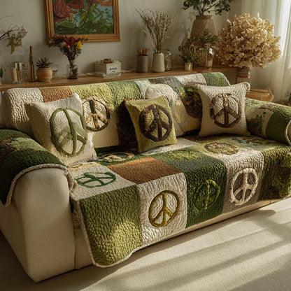 Olive Meadow Peace Quilted Sofa Cover NCU0NXD1410