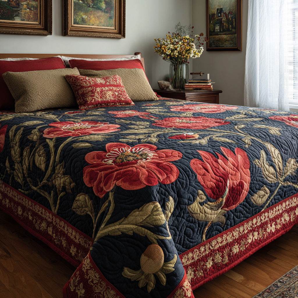 Onyx Floral Quilted Blanket NCU0LDH710
