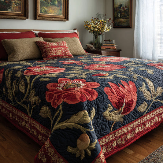 Onyx Floral Quilted Blanket NCU0LDH710