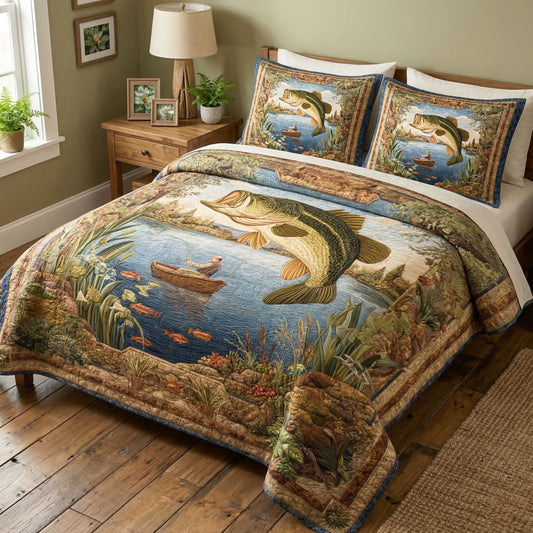 Open Waters 3-Piece Quilted Bedding Set NCU0NTD1795