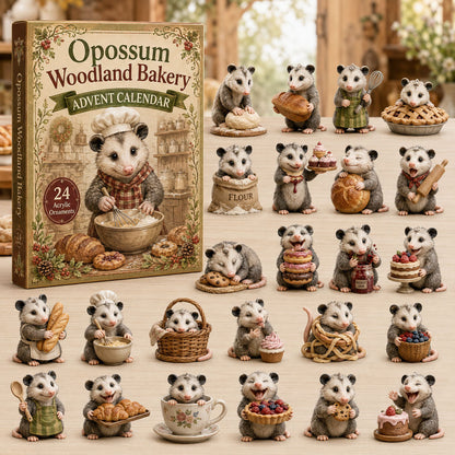 CHRISTMAS KICKOFF 40% OFF - Opossum Woodland Bakery Advent Calendar 2026 - 24-Day Festive Countdown, Acrylic Charms Blind Box - Gift For Opossum Lovers AC0TH175