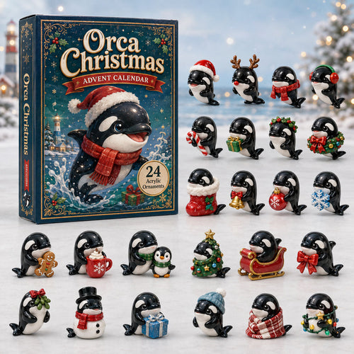 CHRISTMAS KICKOFF 40% OFF - Orca Christmas Advent Calendar 2026 - 24-Day Festive Countdown, Acrylic Charms Blind Box - Gift For Orca Lovers AC0HA148