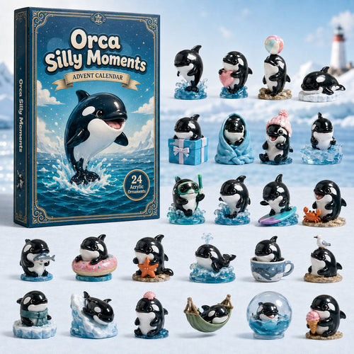 CHRISTMAS KICKOFF 40% OFF - Orca Silly Moments Advent Calendar 2026 - 24-Day Festive Countdown, Acrylic Charms Blind Box - Gift For Orca Lovers AC0HA149