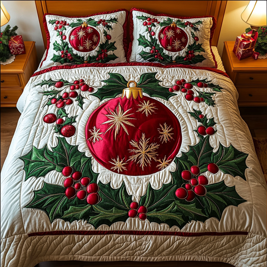 Ornament Delight 3-Piece Quilted Bedding Set NCU0VH398