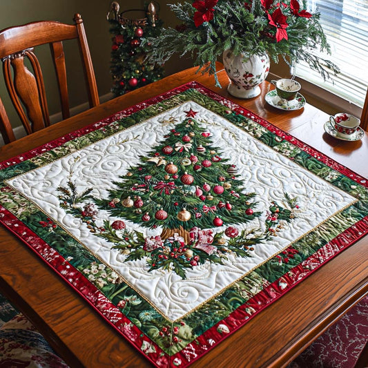 Ornamented Pine Glory Quilted Table Topper NCU0NNT1526