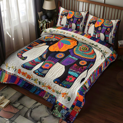 Ornate Elephant 3-Piece Quilted Bedding Set NCU0NT945