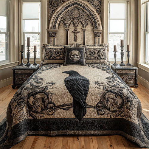 Ornate Raven 3-Piece Quilted Bedding Set NCU0PVL894