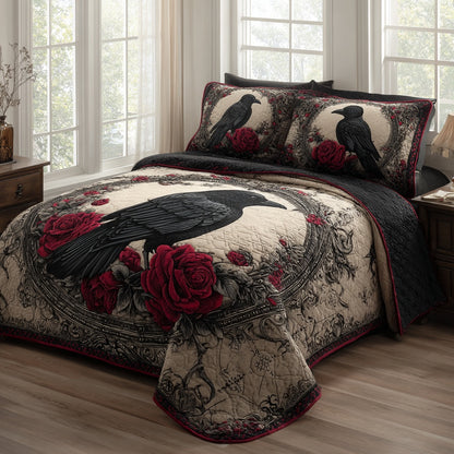Ornate Raven 3-Piece Quilted Bedding Set NCU0PVL962