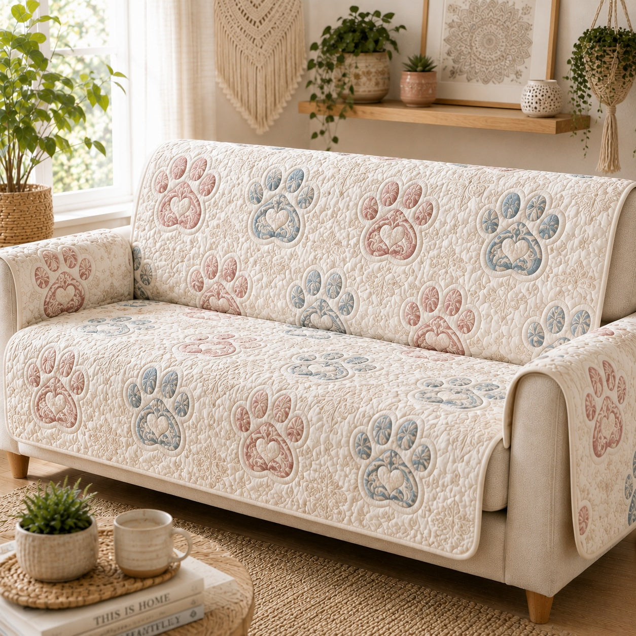 Ornate Wandering Quilted Sofa Cover NCU0PVL1033