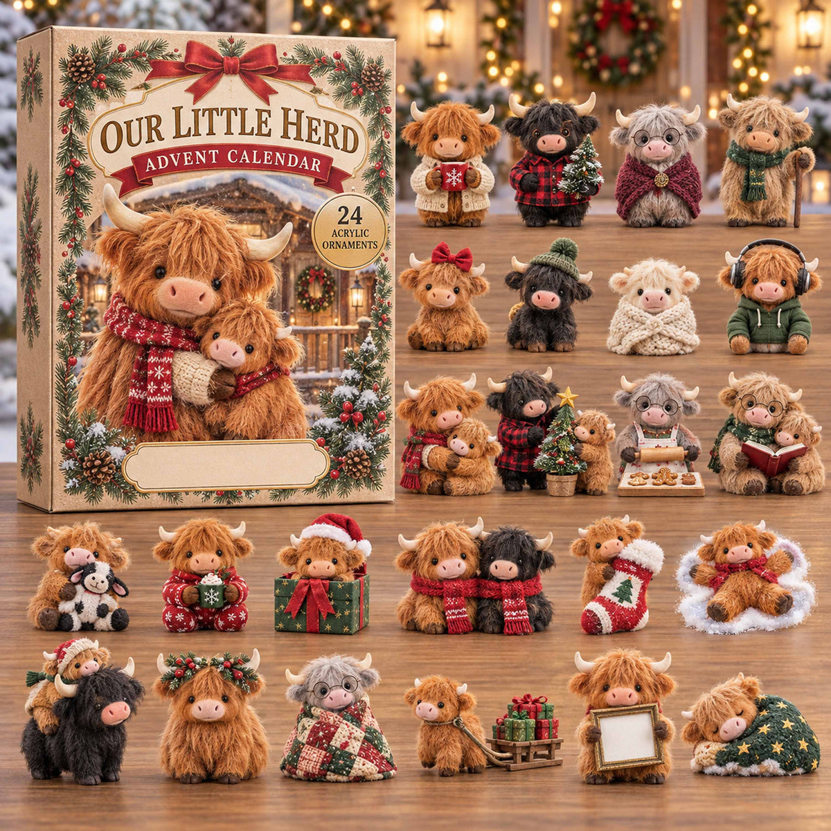 CHRISTMAS KICKOFF 40% OFF - Our Little Herd Advent Calendar 2026 - 24-Day Festive Countdown, Acrylic Charms Blind Box - Gift For Family and Friends AC0TD047