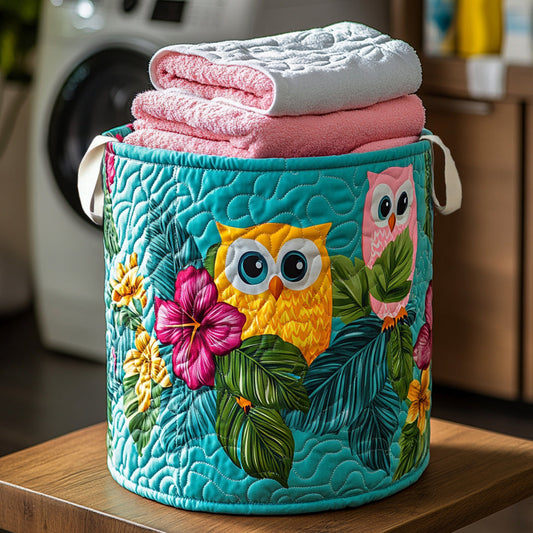 Owl Charm Quilted Laundry Basket NCU0NNL122
