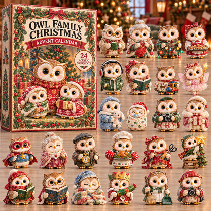 CHRISTMAS KICKOFF 40% OFF - Owl Family Christmas Advent Calendar 2026 - 24-Day Festive Countdown, Acrylic Charms Blind Box - Gift For Family and Friends AC0TD022