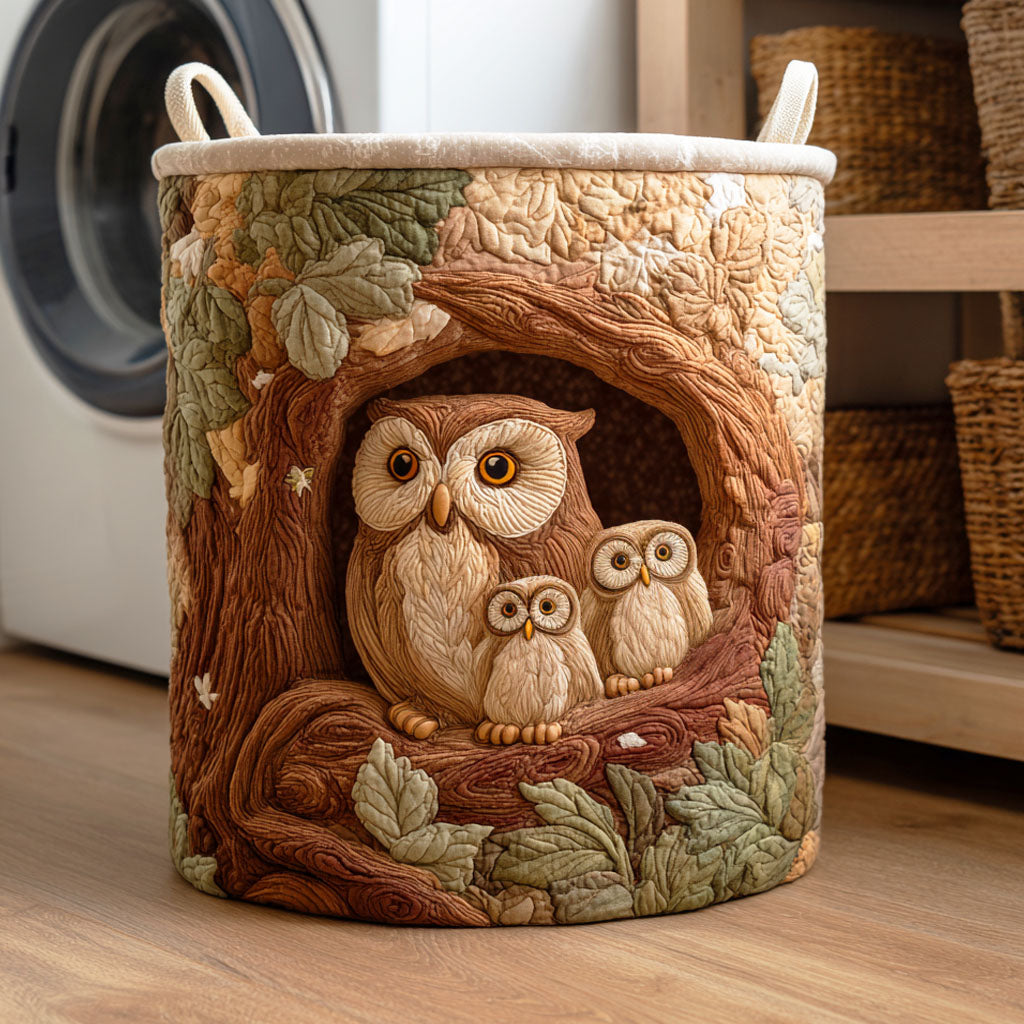 Owl Family Quilted Laundry Basket NCU0NTD367
