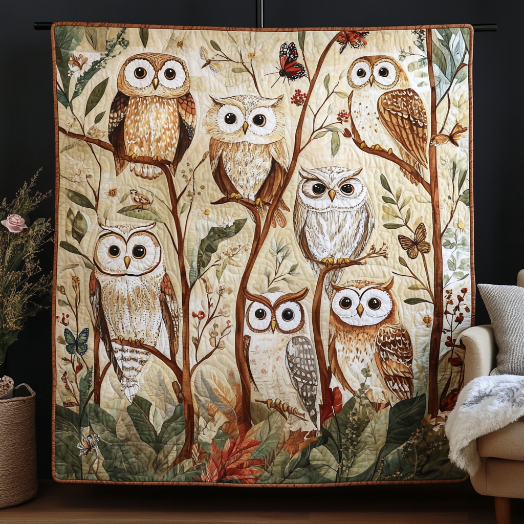 Owl Garden Quilted Blanket NCU0NVH144