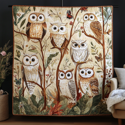 Owl Garden Quilted Blanket NCU0NVH144