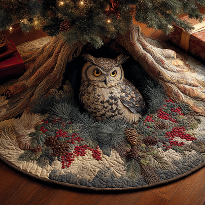 Owl Haven Christmas Quilted Tree Skirt NCU0DDK1672