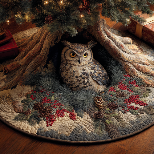 Owl Haven Christmas Quilted Tree Skirt NCU0DDK1672