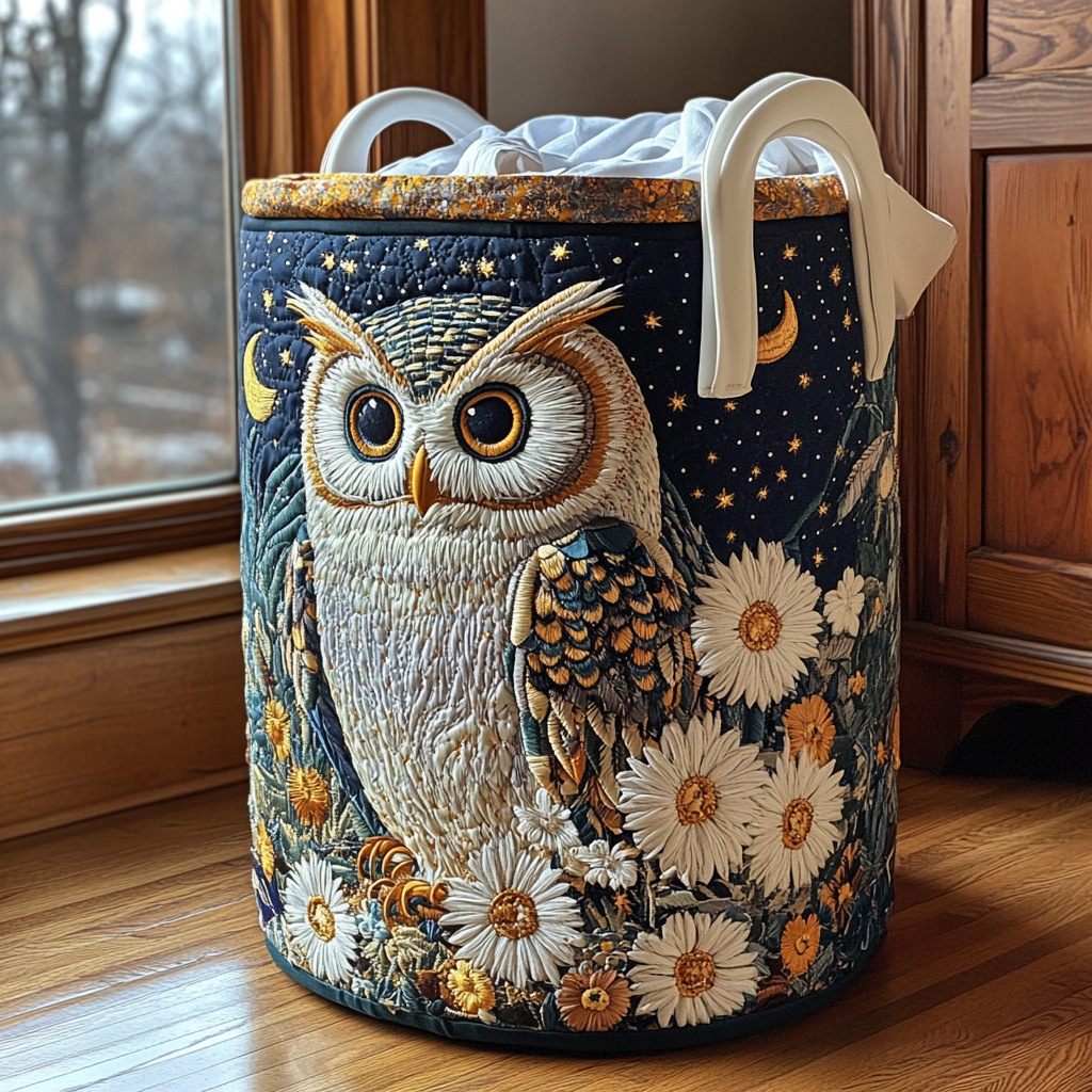 Owl Night Quilted Laundry Basket NCU0DDK724