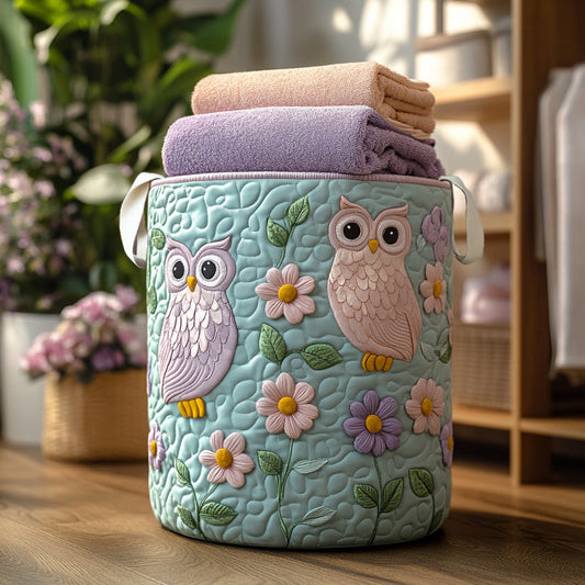 Owl Treasures Quilted Laundry Basket NCU0NNL119