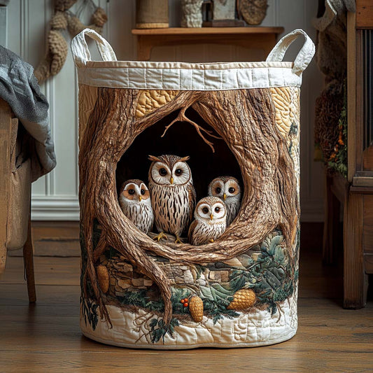 Owl Tree Hollow Quilted Laundry Basket NCU0NXD1109