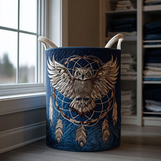 Owl Watch Quilted Laundry Basket NCU0DDK2258