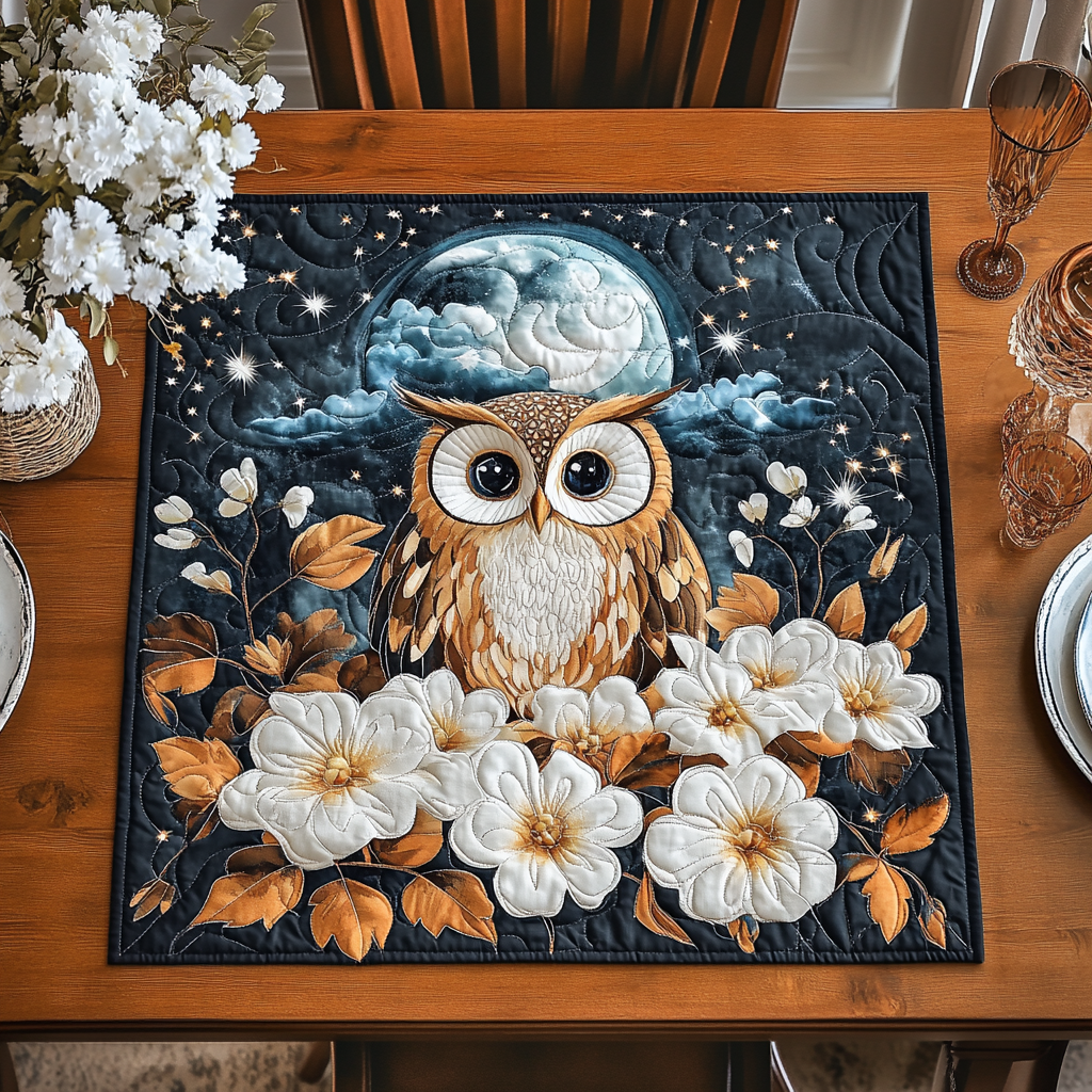 Owl Whisper Quilted Table Topper NCU0DDK801