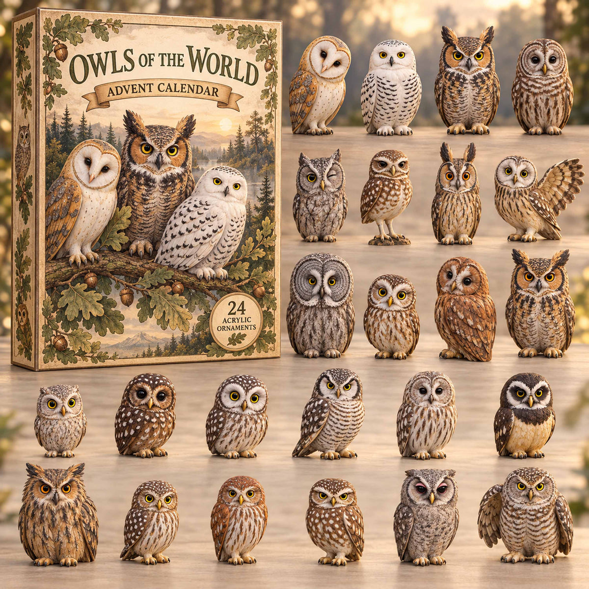 CHRISTMAS KICKOFF 40% OFF - Owls Of The World Advent Calendar 2026 - 24-Day Festive Countdown, Acrylic Charms Blind Box - Gift For Family and Friends AC0TD021