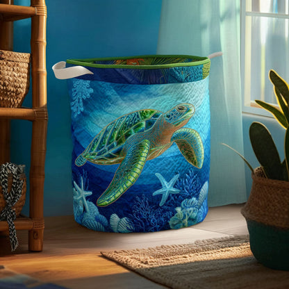 Pacific Dream Sea Turtle Quilted Laundry Basket NCU0PTT2667