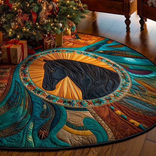 Painted Horses Roundel Quilted Tree Skirt NCU0NXD1033