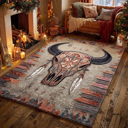 Painted Mesa Skull Area Rug NCU0NXD1218