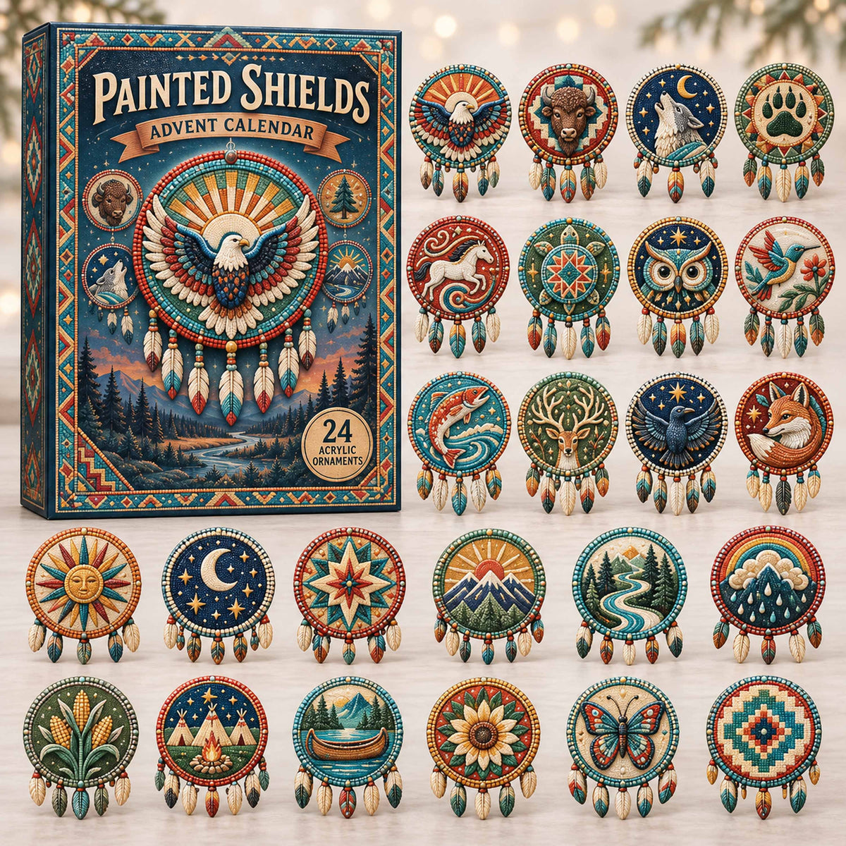 CHRISTMAS KICKOFF 40% OFF - Painted Shields Advent Calendar 2026 - 24-Day Festive Countdown, Acrylic Charms Blind Box - Gift For Family and Friends AC0TD004