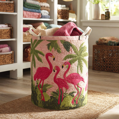 Palm Flamingo Quilted Laundry Basket NCU0NTV176