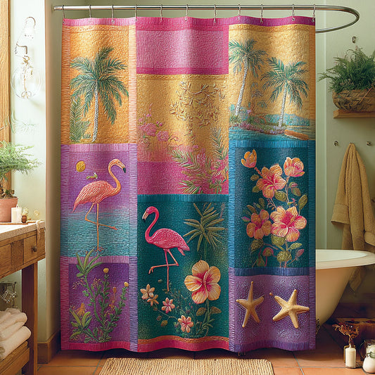 Palm Flamingo Shower Curtain NCU0NTD1475