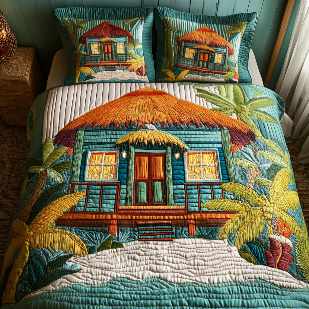 Palm Paradise 3-Piece Quilted Bedding Set NCU0NVH700
