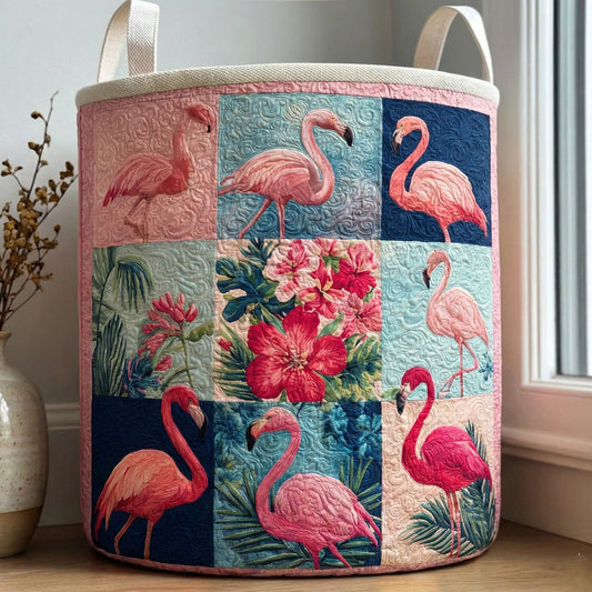 Palm and Petals Quilted Laundry Basket NCU0NNT2983