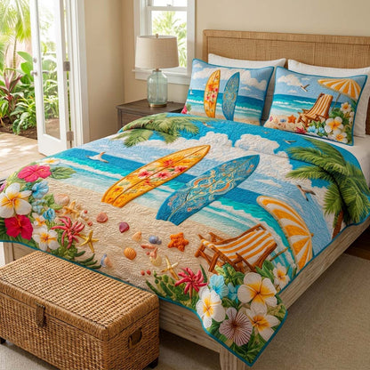 Paradise Boards 3-Piece Quilted Bedding Set NCU0DQQ0852