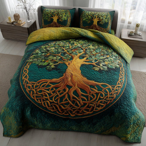 Paradise Tree of Life 3-Piece Quilted Bedding Set NCU0HNH289