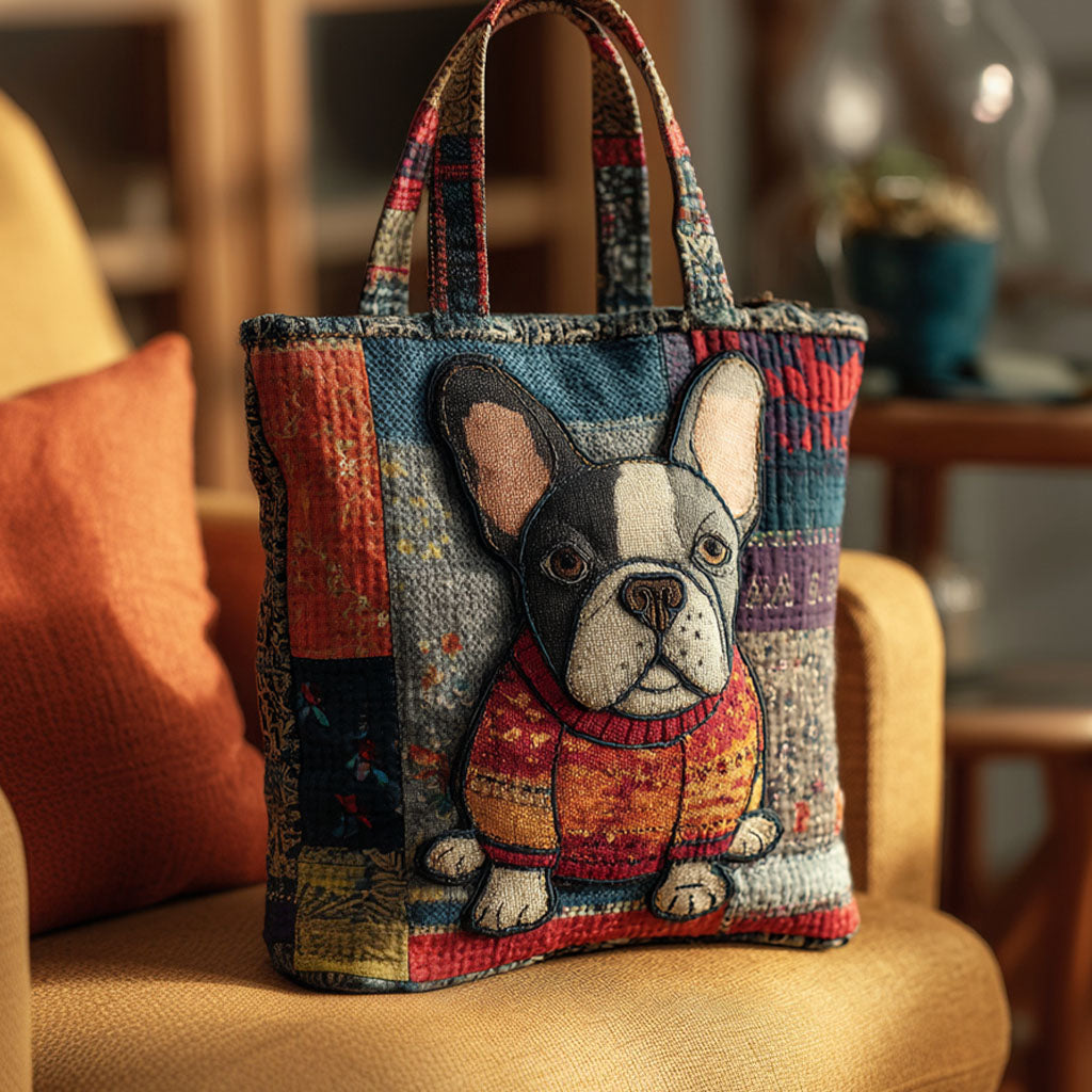 Parisian Pup Charm Quilted Tote Bag NCU0PTT2042