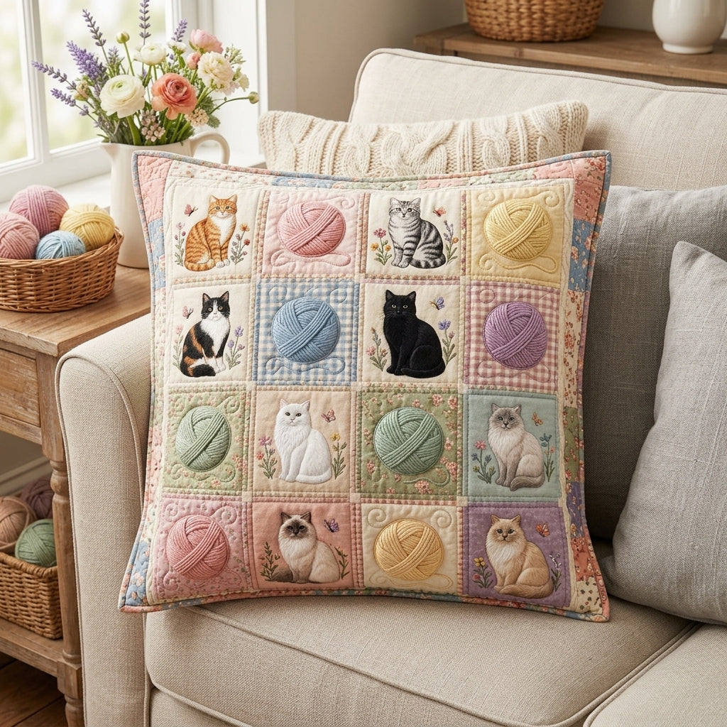Pastel Purrs Quilted Pillow Case NCU0NTV1132
