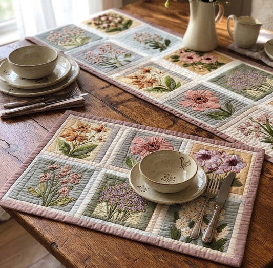 Pastel Bloom Grid Quilted Placemat NCU0DQQ0572