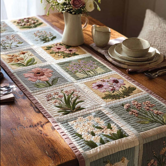 Pastel Bloom Grid Quilted Table Runner NCU0DQQ0572