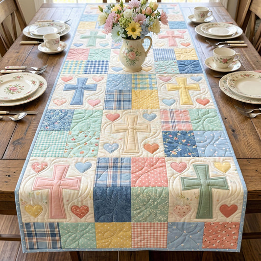 Pastel Cross Quilted Table Runner NCU0NNT3042