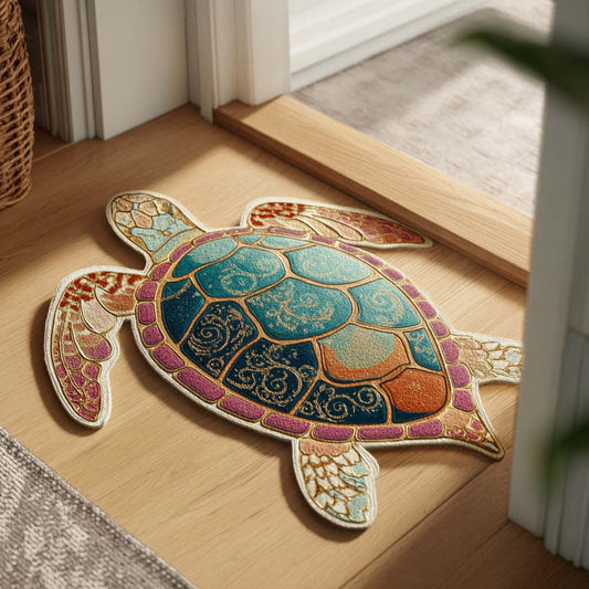 Pastel Mosaic Turtle Custom Shape Doormat NCU0DQQ0762