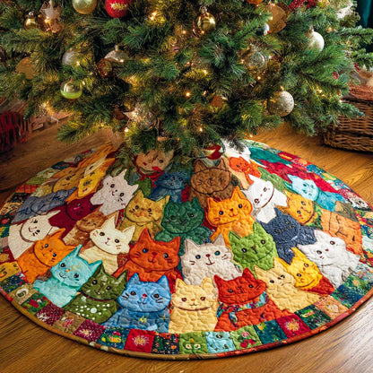 Pastel Patch Cat Ring Quilted Tree Skirt NCU0NXD1136
