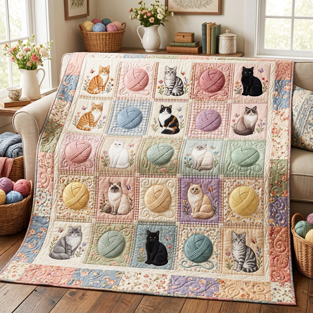 Pastel Purrs Quilted Blanket NCU0NTV1132