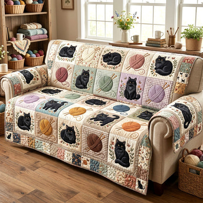 Pastel Purrs Quilted Sofa Cover NCU0NTV1141