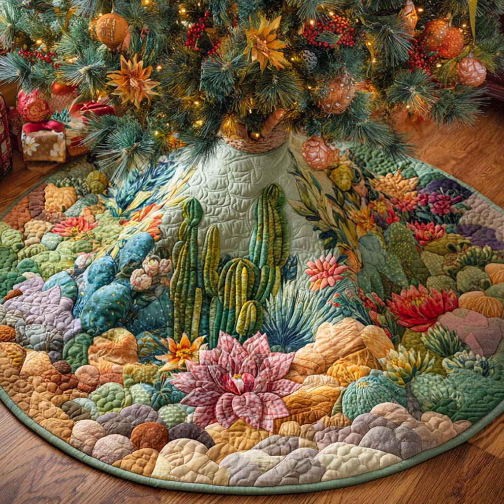 Pastel Rock Garden Quilted Tree Skirt NCU0NXD1099