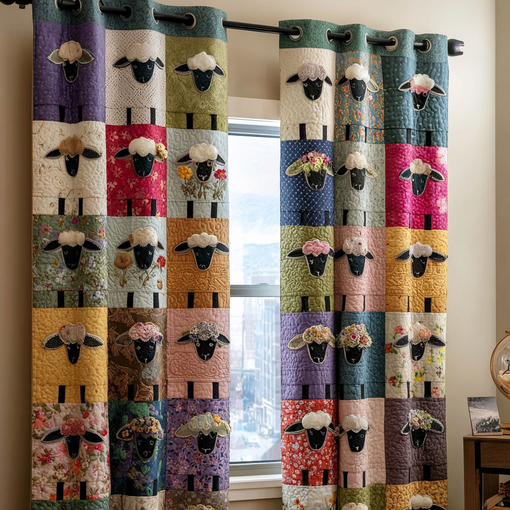 Pastel Sheep Quilted Curtains NCU0DDK2583
